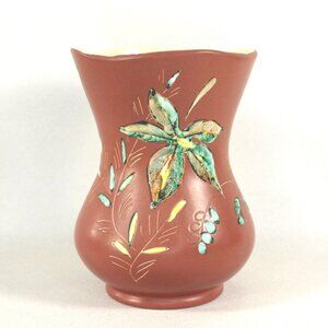 Herta Gertz B.C. Ceramics "Mountain Foliage" 7" Vase, Midcentury Vase Scraffito